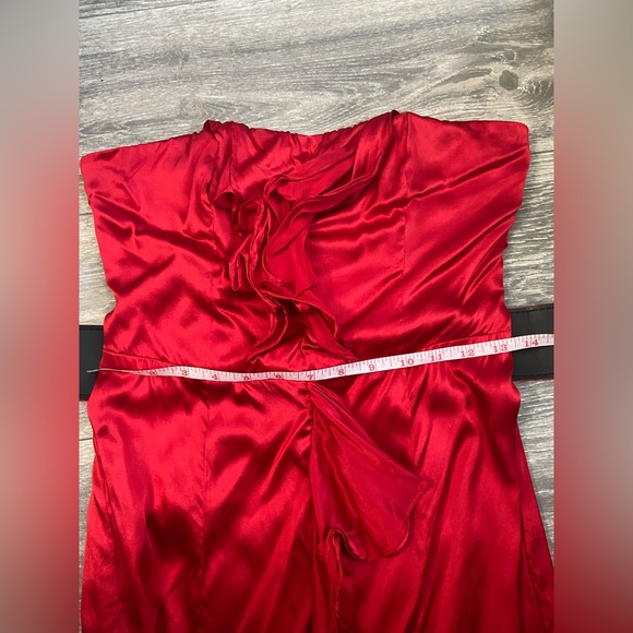 Express Red Silk Strapless Mini Dress with Belt, Size 4 Cocktail Homecoming - Picture 13 of 13